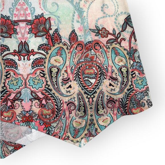 World Unity Cold Shoulder Paisley Print Boho Top Size XL Multi Soft Knit Blouse - Picture 6 of 13